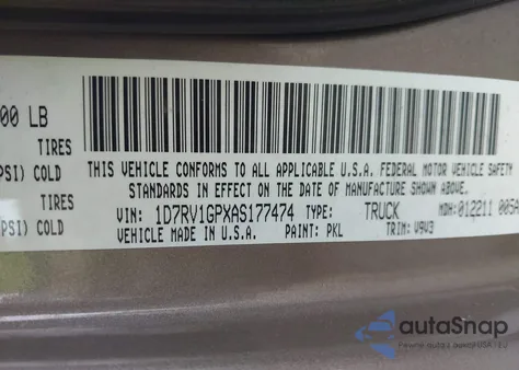 2010 Dodge Ram 1500 Slt/Sport/Trx from USA, damaged, VIN 1D7RV1GPXAS177474